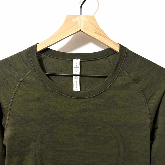 Lululemon Swiftly Tech Long Sleeve Crew Neck Top Thumb Holes Dark Olive Green - Picture 6 of 11